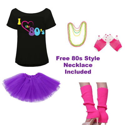 80s Fancy Dress Outfit with I Love the 80s Top