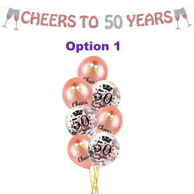 50th Birthday Decorations for her, Rose Gold 50th Balloons and Banner