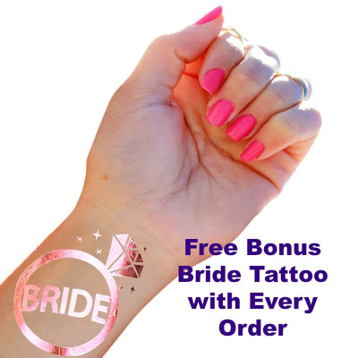Bride to Be Veil, Hen Party, Bridal Shower Accessories - Bonus Free Tattoo