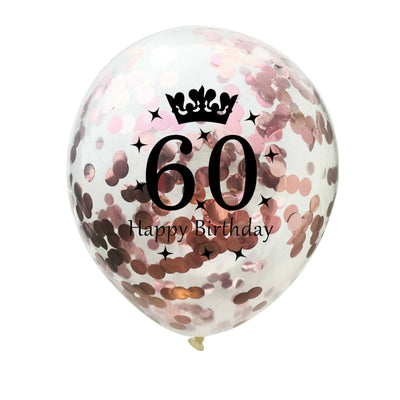 18th 21st 30th 40th 50th 60th 70th Rose Gold Birthday Decorations, Confetti Balloons