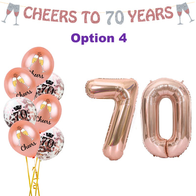 70th Birthday Decorations for Her, 70th Balloons and Banner