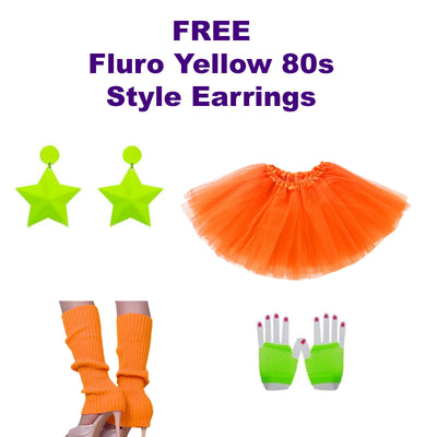 80s Tutu and Leg Warmers Costumes, Gloves and Free Earrings