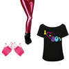 80s Fancy Dress Costume, Leggings, Top and Accessories