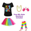80s Fancy Dress Outfit, Rainbow Tutu, 80s Top and Accessories