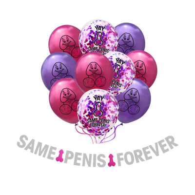 Same Penis Forever Banner, Hen Party Games, Straws & Balloons