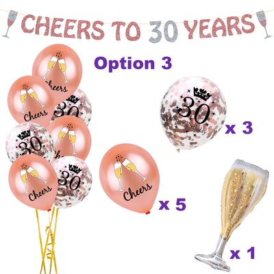 30th Birthday Decorations for her, Rose Gold 30th Balloons and Banner