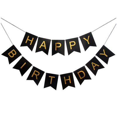 Happy Birthday Banner - Black and Gold