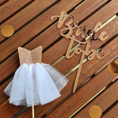 Bride to Be Cake Topper Rose Gold and Bridal Shower Cupcake Toppers