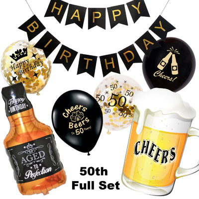 Cheers and Beers to 30 Years, 40 Years & 50 Years Birthday Party Decorations