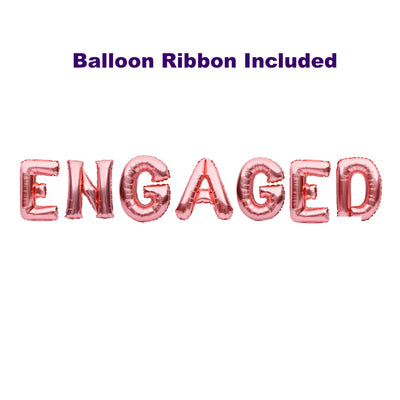 Engaged Rose Gold Balloons Banner, Rose Gold Engagement Party Decorations