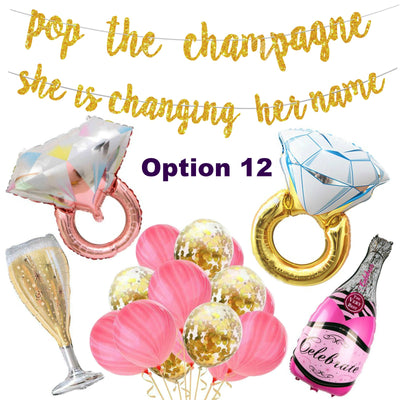 Bridal Shower Decorations - Pop the Champagne She is Changing her name Banner
