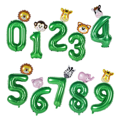 Number Balloons - Jungle Party Decorations, Rainbow Balloons and Gold Numbers