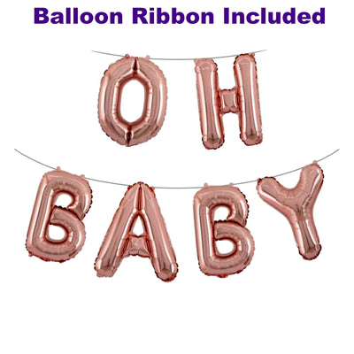 OH BABY Balloons, Rose Gold Baby Shower Decorations