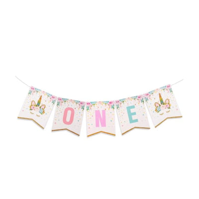 Girls First Birthday Party Decorations, Balloons and Unicorn One Banner