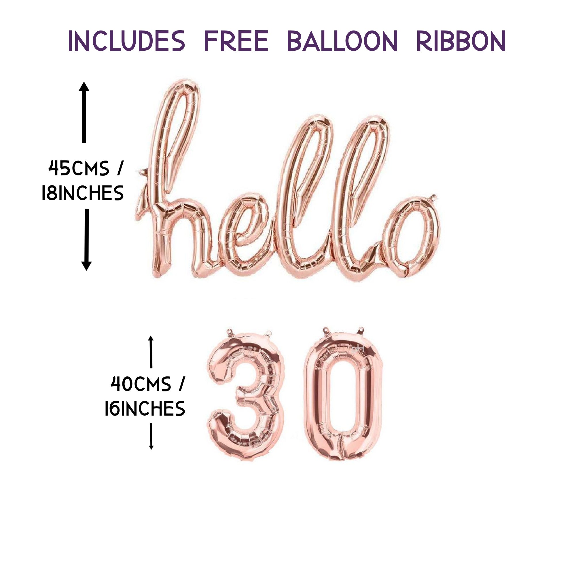 30th Birthday Decorations, 30th Birthday Balloons, Hello 30, Rose Gold  Props