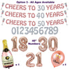 Cheers To Years Decorations, 18, 21, 30, 40, 50, 60 and all Ages - Birthday, Anniversary