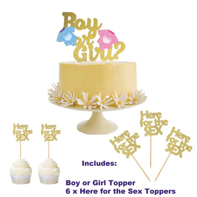 Gender Reveal Boy or Girl Cake Toppers