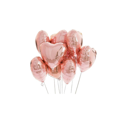 Love Heart Balloons - Rose Gold & Red Helium Foil Hearts