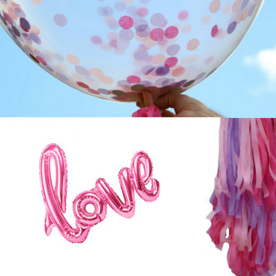 Pink Love Balloons - Bridal Shower Decorations, Girl Baby Shower Balloons