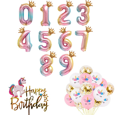 Unicorn Party Supplies and Number Balloons