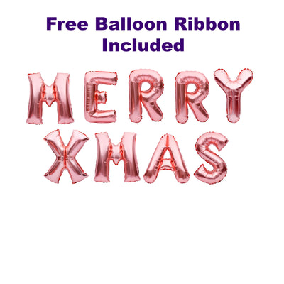 Rose Gold Christmas Decorations, Merry Christmas Balloons Banner